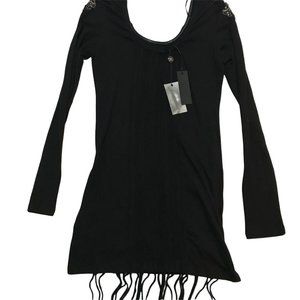 Miss Me Little Black Dress (LBD) Large NEW NWT Sequins & Fringe